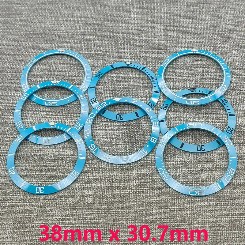 38mmx30.7mm SKX007 Curved Ceramic Bezel Insert Fits SKX007 SKX009 SRPD SUB Case NH35 NH36 Movement Watch Bezel Insert Ring Parts