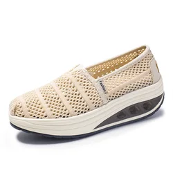 Mocassini traspiranti in rete da donna tinta unita Slip On Summer Platform Sneakers donna Walking scarpe Casual Zapatos Mujer WSH5094