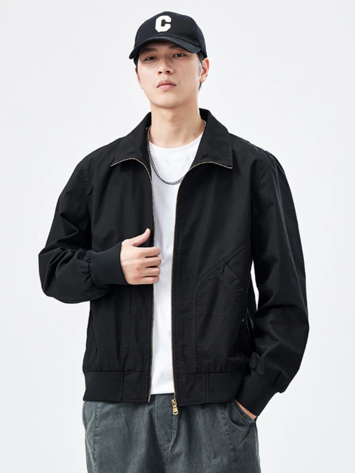 

Pure Color Flight Jaet Baseball orm Casual Versatile Men's Cross-Border Outerwear Faionable Spring Autumn Cotton