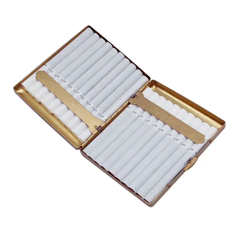 Antiqued Style Thick Cigarette Box Case Tobacco Container Box Cig Cigar Holder Box Storage Case with 2 Clips 20Pcs Capacity