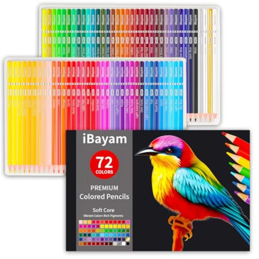 

72 Count Colored Pencils for Adult Coloring Books, Soft Core, Ideal for Drawing Blending Shading, Art Supplies, Color Pencils S