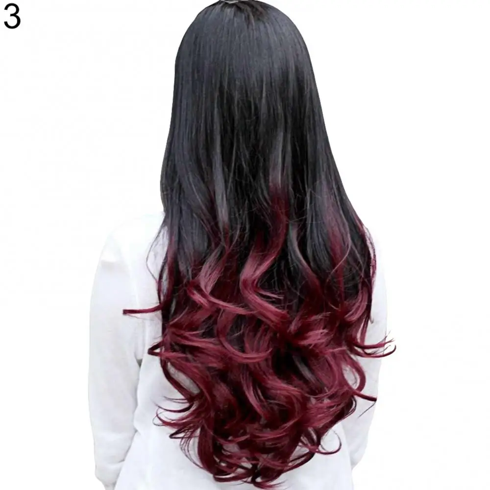 Peruca sintética ondulada longa encaracolada com raízes escuras, cabelo natural ombre, cor gradiente, resistente ao calor, perucas cosplay, cabelo falso