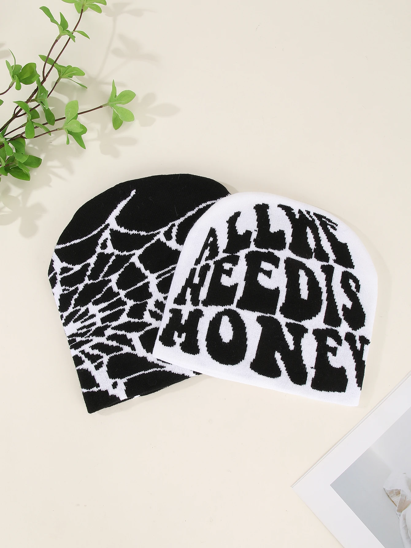 2pcs all-match trend personality spider web fashion autumn and winter warm knit hat suitable for going out and daily wear hats