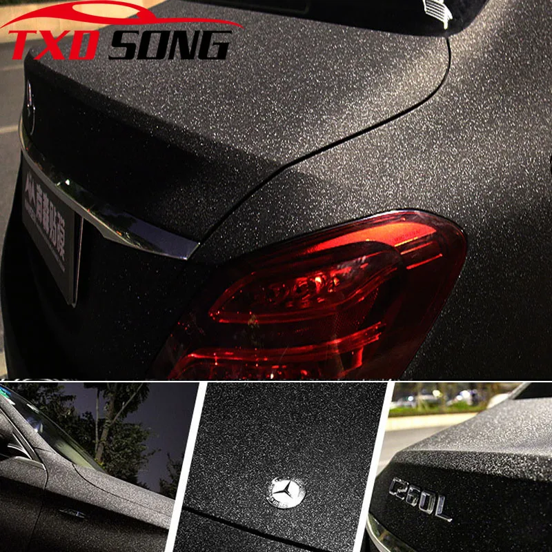 Black Frost Glitter Diamond Vinyl Film Matt Glitter Car Sticker with Bubble Free Shipping Size:10/20/30/40/50/60x152cm/Lot