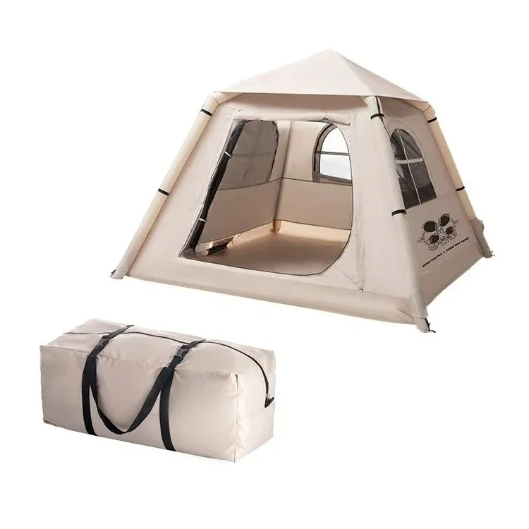 

Hot Sale 3-4 Person Glamping Inflatable Camping Tent Waterproof Oxford & Canvas Fabric for Outdoor Family Hiking and Camping