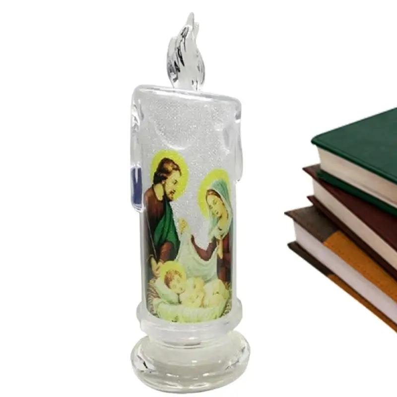 

Prayer Flameless Candles Flameless LED Battery Powered Jesus Light Creative Christ Tealight Multifunctional Decorative Church