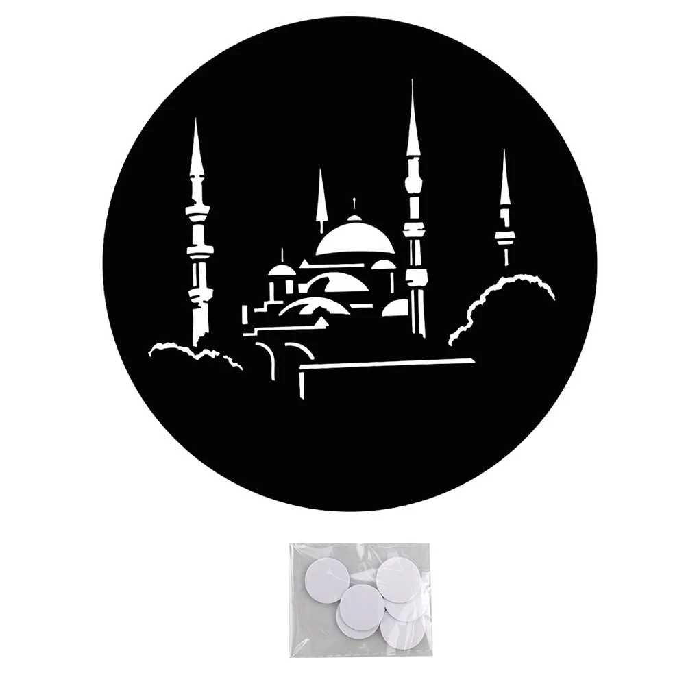 For Ramadan Hanging Wall Sticker Moon Castle Design Nonwoven Felt Fabric Home Decor Pendant 30 Centimeters Black
