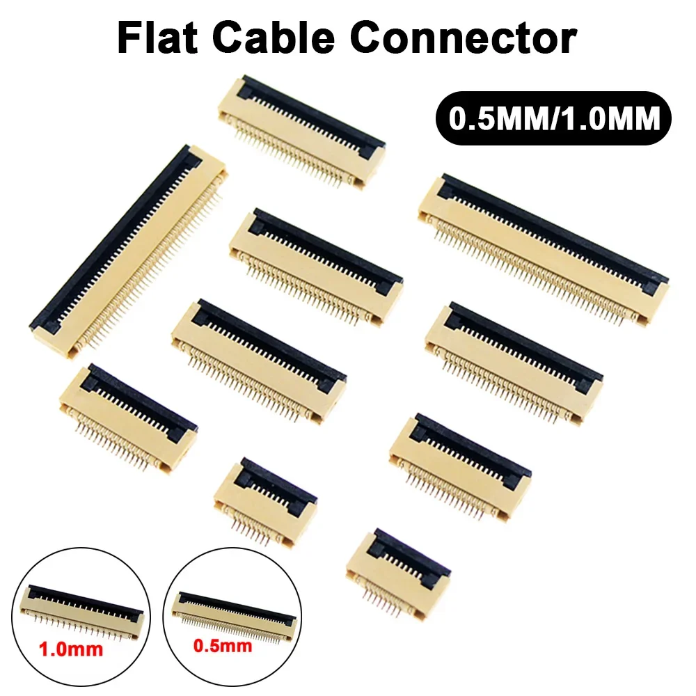 10pcs 0.5mm/1mm Pitch Under Clamshell Socket FPC FFC Flat Cable Connector 4P 5P 6P 8P 10P 12P 14P 16P 20P 22P 24P 30P 34P