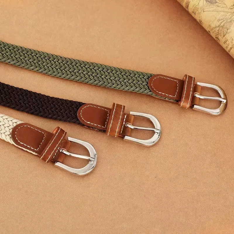 

Women's Perforated Belt, Extended Canvas Belt, Slim Fit, Fashionable And Casual Weaving, Paired With Denim Belt