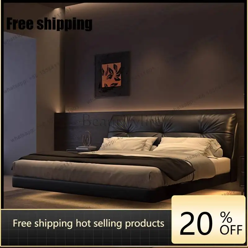 LJY Black Normal Double Bed Decoration Couples Items Modern Frame Double Bed Adults Luxury Style Cama De Casal Furniture For Hom