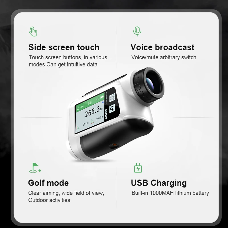 Imagem -04 - Nohawk Side Screen Display Laser Rangefinder Compensação Balística de Golfe Flagstick Lock Função Modo Memória Vibração