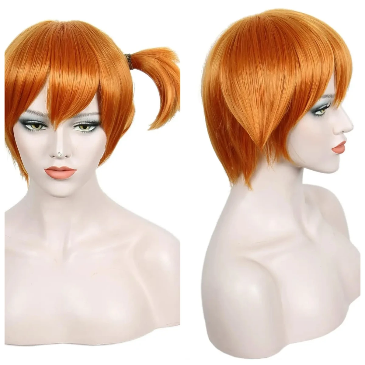 Peluca de Fibra Sintética Resistente al Calor para Mujer, Estilo Pocket Monster Misty, Color Naranja, para Disfraces de Halloween y Cosplay