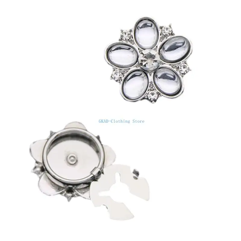 N0PE Rhinestones Flower Button Cover Decorative Button For Women Shirt Accessories