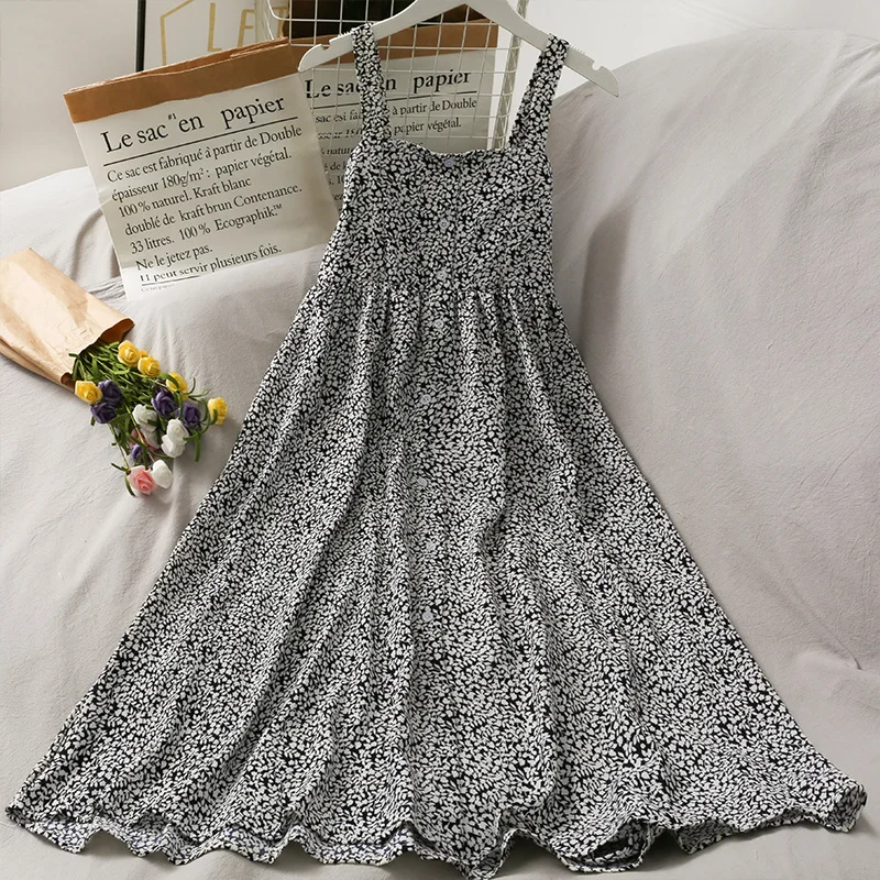 Mouwloze Jurk Vrouwen Vintage Bloemen Midi Casual Backless Sexy Harajuku Zoete Meisjes Zomer Jurken Leuke Koreaanse Mode Vestidos