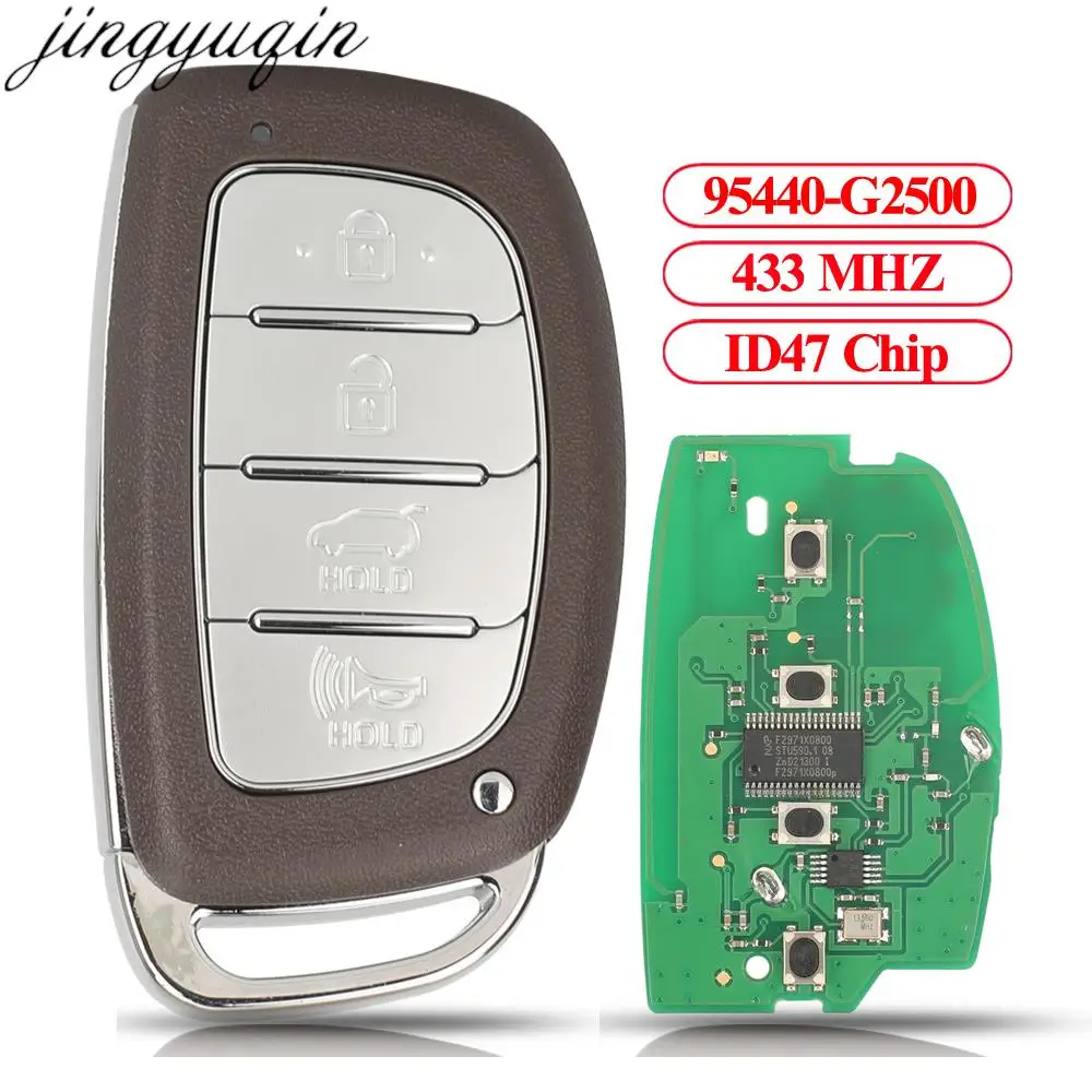 Jingyuqin 95440-G2500 Remote Smart Car Key Alarm 433MHZ ID47 For Hyundai Ioniq 2019 4 Button Keyless Entry Fob