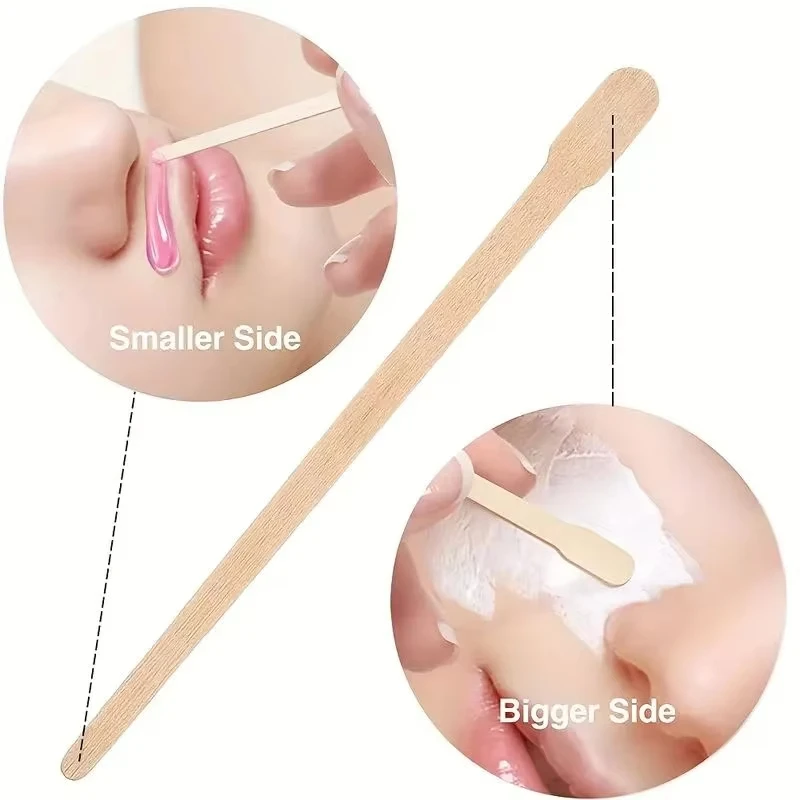 100PCS Wooden Hair Removal Stick Women Disposable Depilation Spatula Wax Sticks For Hair Removal And Smooth Skin Unisex