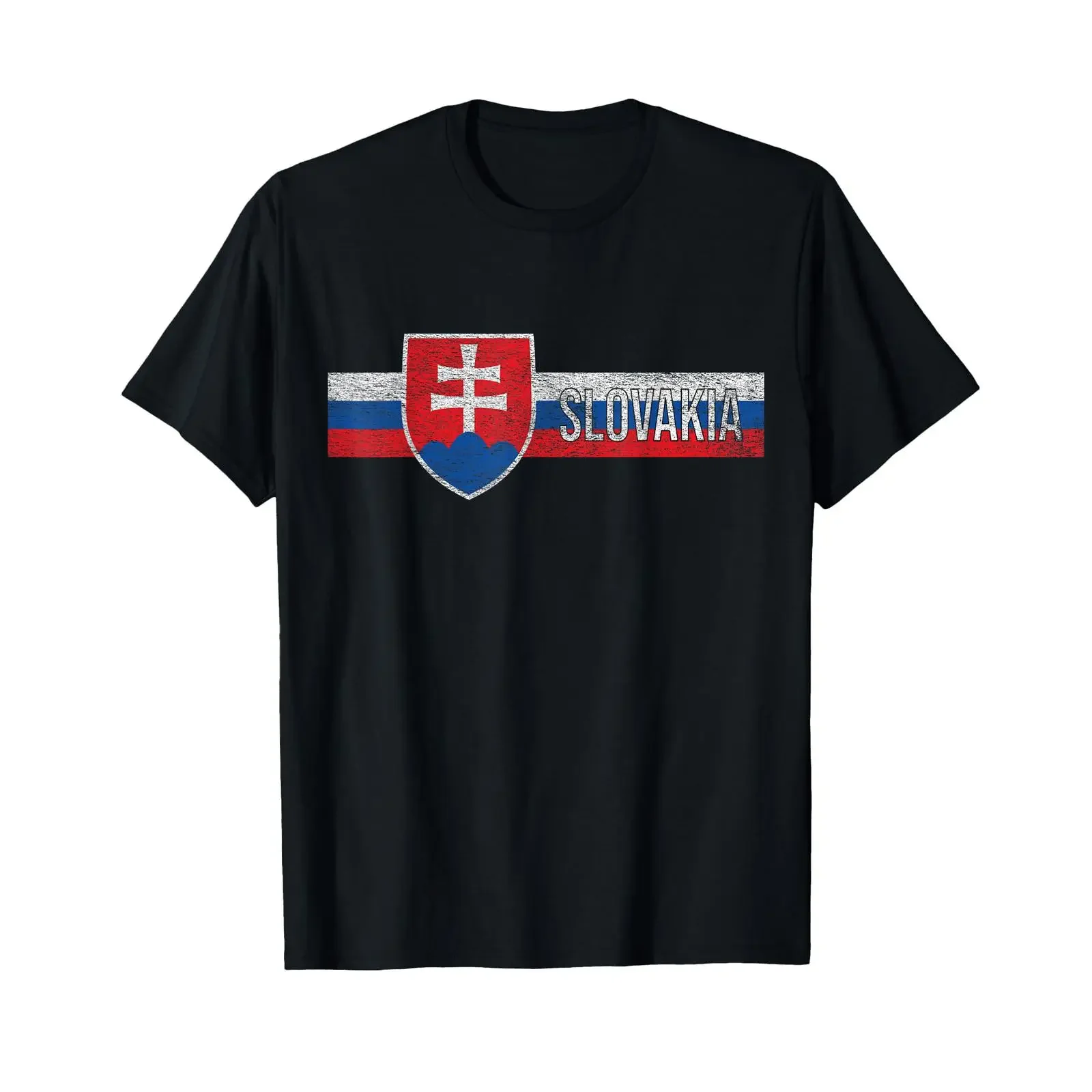 T-Shirt mit Flagge der Slowakei, Wappen der Republik, Bratislava, Vintage, gewaschen, bequem, dehnbar, für Herren, leicht grafisch, stilvoll