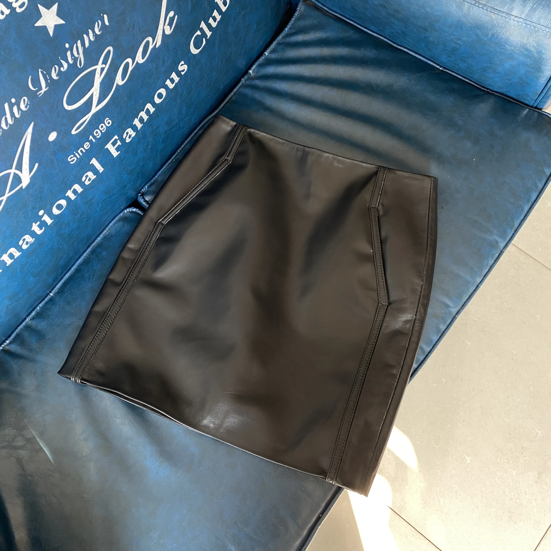 

Pure Leather Skirt Women's Slim Fit High Waist A-Line Skirt eepskin Spring Autumn Bla ort Skirt Bodycon f-length