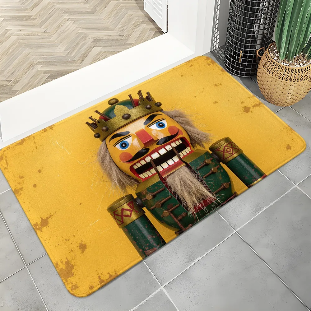 nutcracker king design doormat yellow vintage style non slip polyester rubber backing for entryway living room machine washable