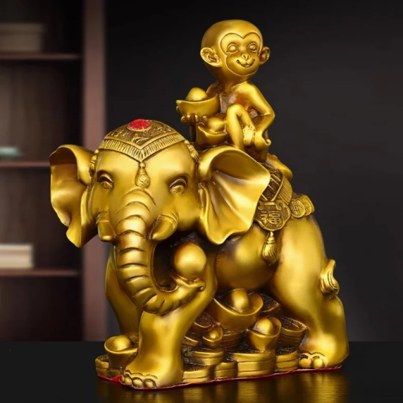 Bronze statue of an elephant in the zodiac sign of the monkey, symbolizing 