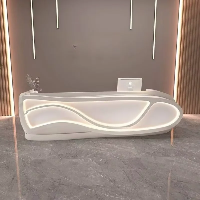Painting Front Reception Desks Company Simple Modern Office Reception Desks Creative Fashion Customized Medical Beauty Furniture