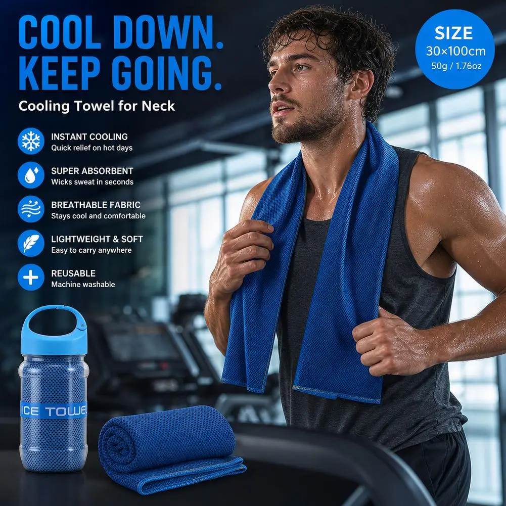 Neck Cooling Towel Cooling Sensation Towel Instantly Soothing Ultra-Fine Fiber Cooling Towel Anti Cold Neck Wrap Cold Cloth