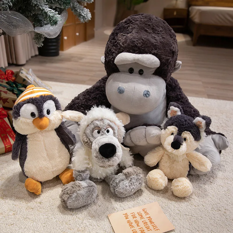 Novo lobo brinquedo de pelúcia sonolento ovelha boneca floresta família muppets sono travesseiro pinguim boneca em roupas das ovelhas presente aniversário