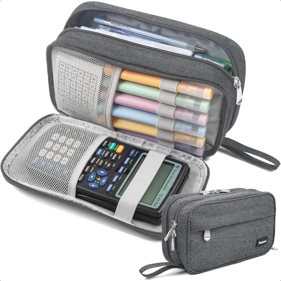 Federmäppchen, großes Fassungsvermögen, Stifttasche, großer Aufbewahrungshalter, Marker-Stifttasche, langlebig, 3 Fächer, Schule, Büro, Schreibtisch-Organizer, Porta