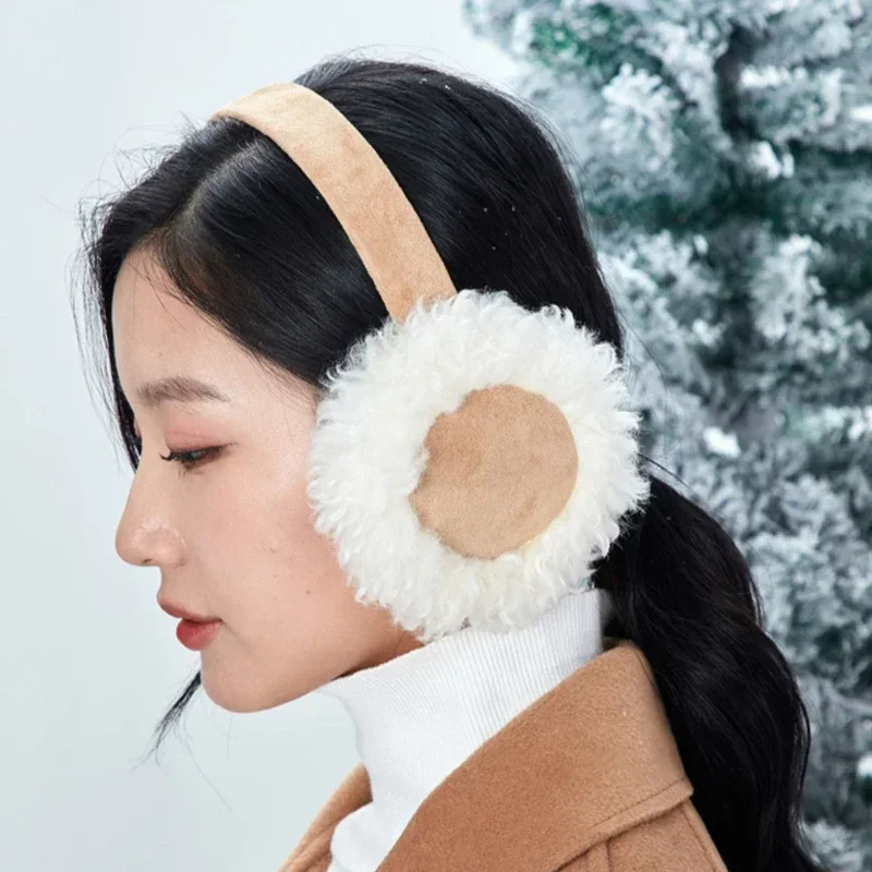 Korea Women's Wool Warm Earmuffs Solid Plush Outdoor Skiing Cycling Windproof Cold Ear Muffs Women Anti-freezing Earmuffs Winter