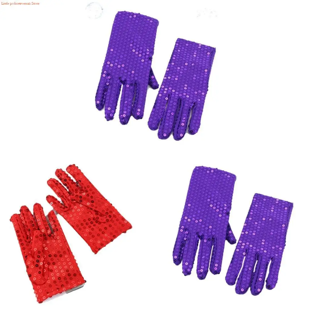 

F92D Детские перчатки с блестками и полным пальцем, эластичные перчатки для танцевальных соревнований, шоу-вечеринок