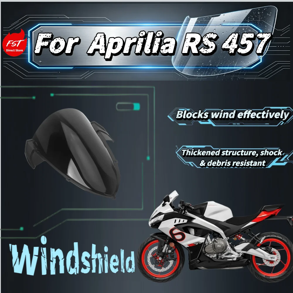 For Aprilia RS457, Upgrade Extended Heightened Windshield, Racing Windscreen, Windproof Front Deflector Panel