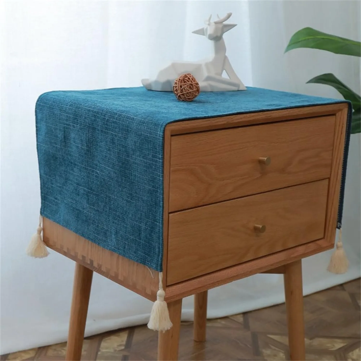 Versatile Cotton Blend Bedside Table Cover - Dustproof Square Cloth For  Decor