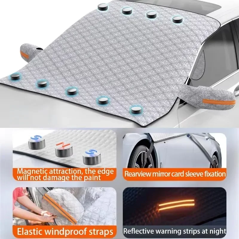 Magnetic Car Snow Ice Protector Window Windshield Sun Shade Front Rear Windshield Block Cover Visor with 9 Magnets Universal