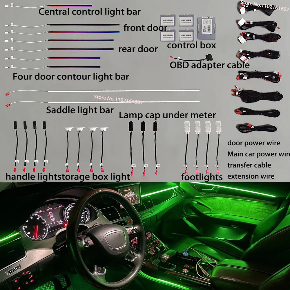 New 30 Colors For Audi A8 D4 D5 2010-2023 MMI Control Decorative Ambient Light LED Atmosphere Lamp Luminous Strip