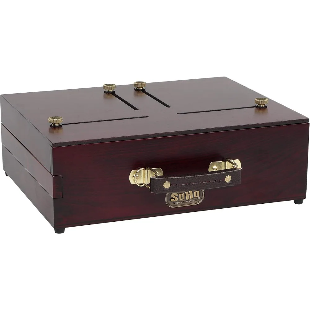 Artist Scout Pochade Box para caballete de pintura Plein Air con almacenamiento, ligero y portátil, acabado en caoba