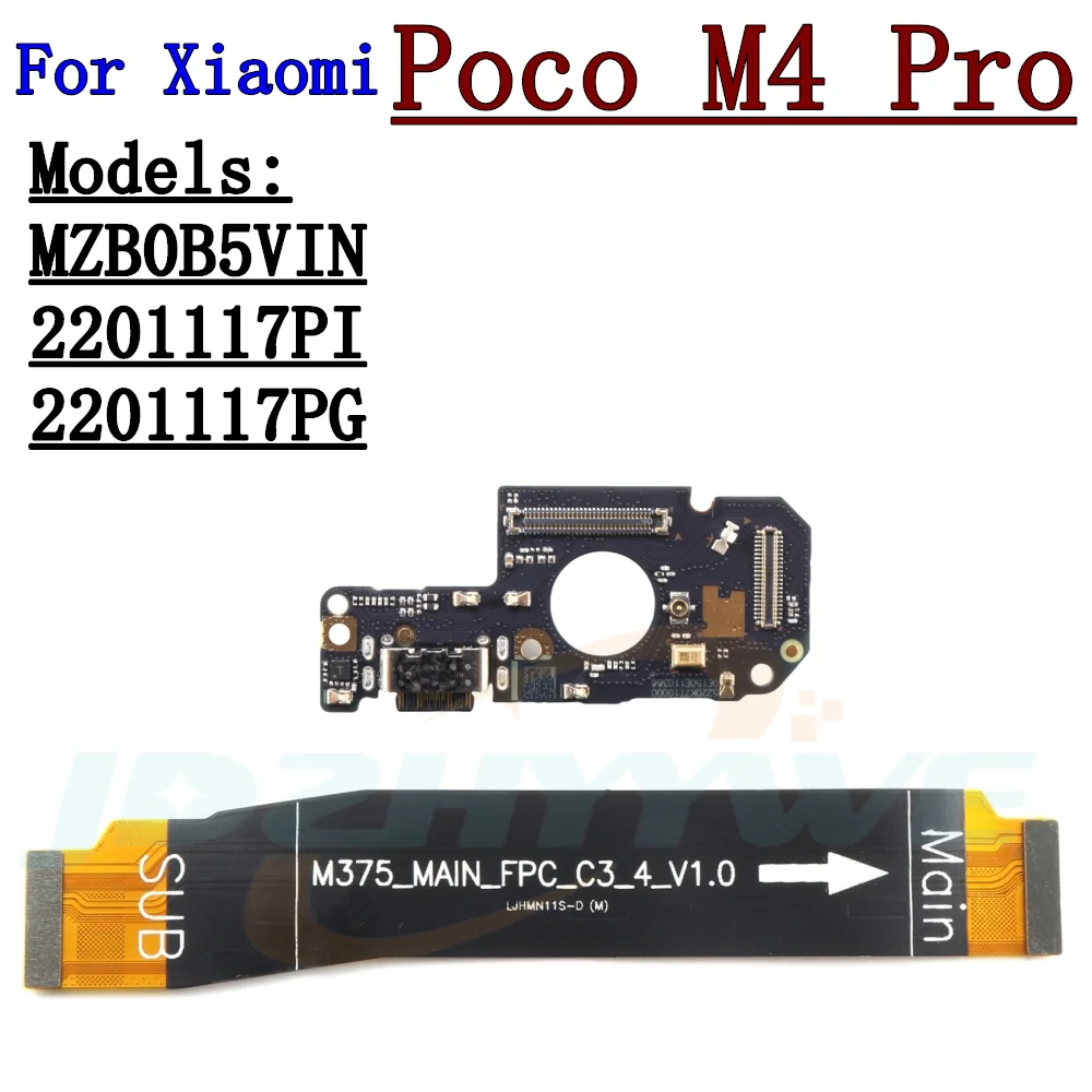 SIM Card Reader Board USB Charging Port Board For Xiaomi Poco M4 Pro 5G M5s M4Pro 4G Main Motherboard Flex Cable Repair Parts