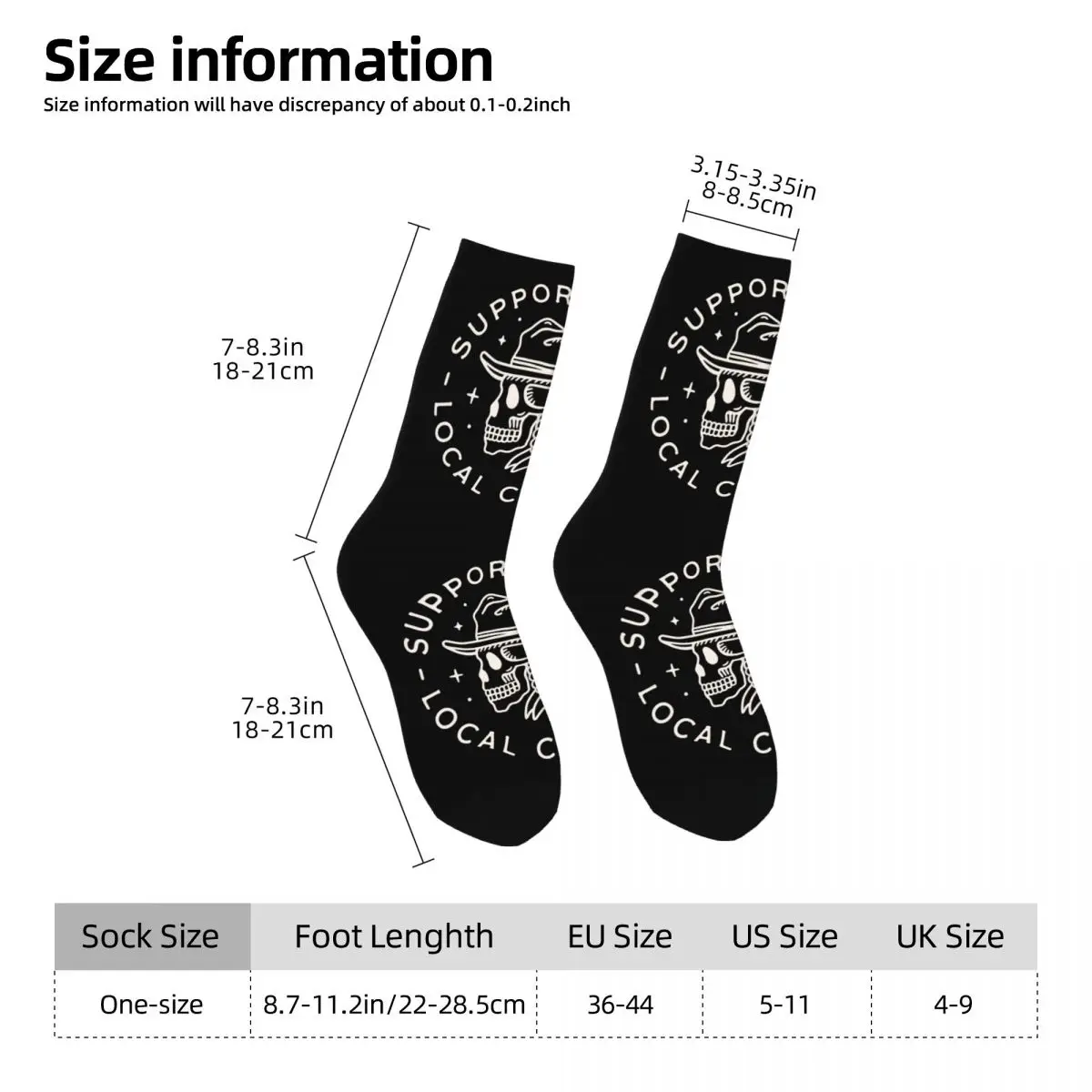 Support Your Local Cowboys Black Sock Printed Man Polyester