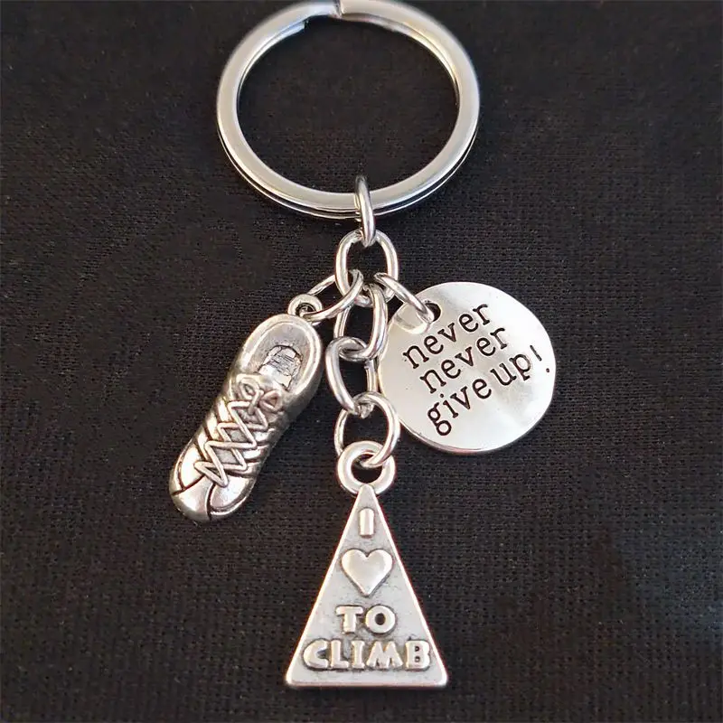 Unique Keychain I Love To Climb Never Give Up Keychain , Run Keyring Pendant Women Man Jewelry Accessories Gift