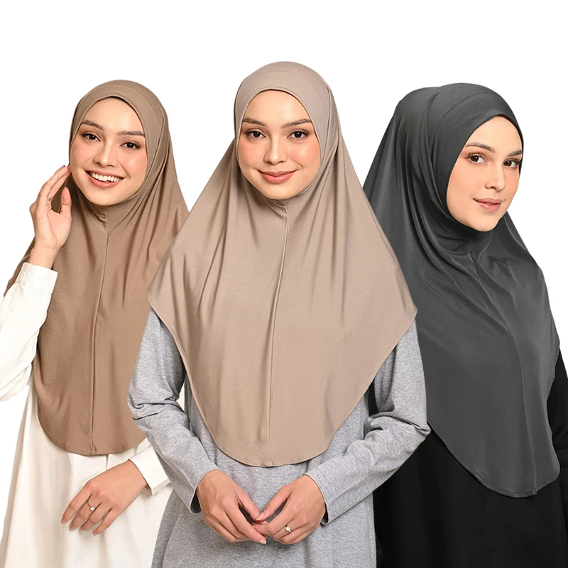 Hijabs musulmanes instantáneos para mujer, Hijab interior de cáñamo de algodón de Color sólido, turbante islámico, pañuelos para la cabeza fáciles