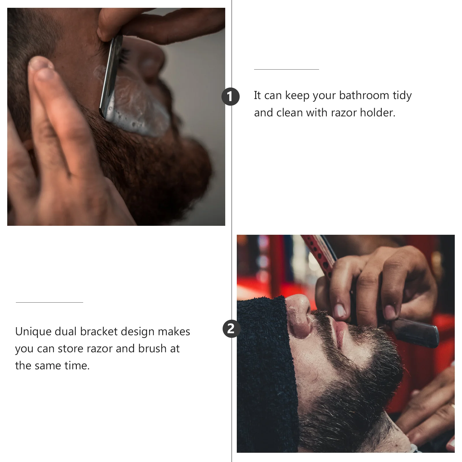 

Shaving Brush Holder Rack Metal Dual Bracket Design Razor and Brush Storage Stand for Bathroom Organization Shaving Tools Racks