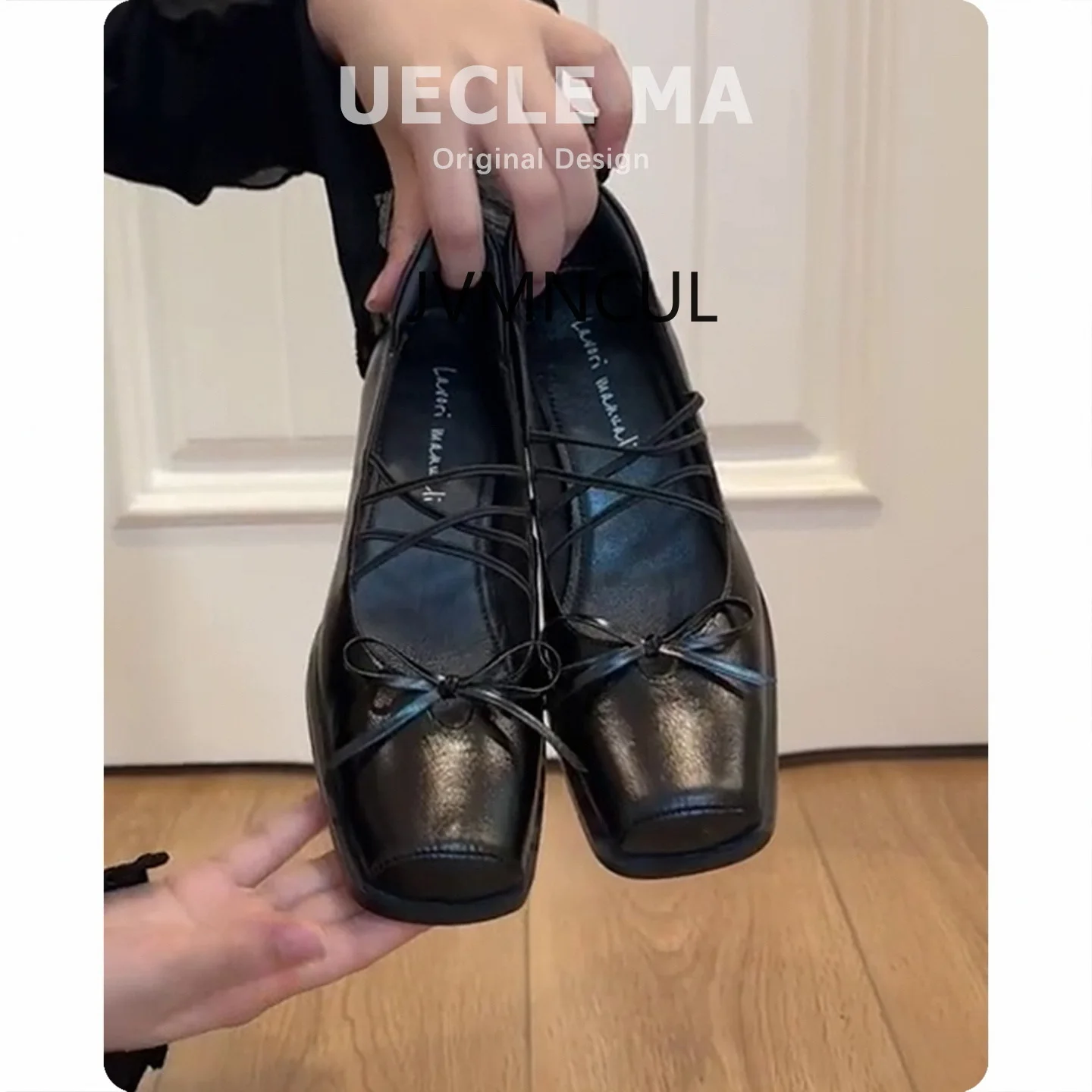 

Женские балетки из натуральной кожи из вулканизированной овчины, французские балетки на одинарном высоком каблуке с бантом в стиле ретро, туфли Мэри Джейн без фигурки