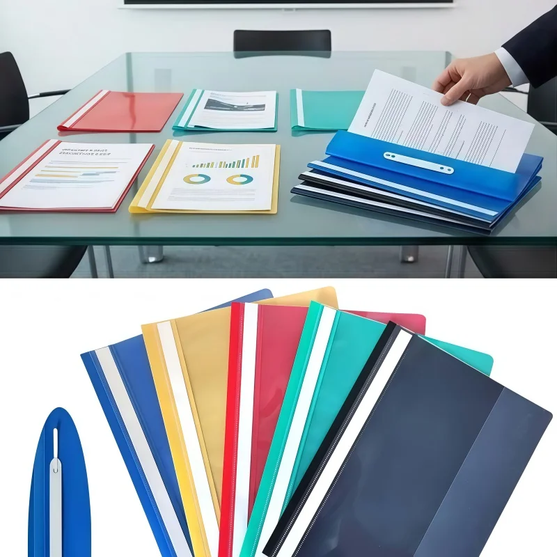 

Набор из 4 прозрачных папок формата А4 для отчетов и презентаций с выдвижной планкой, органайзер для документов для школы и офиса