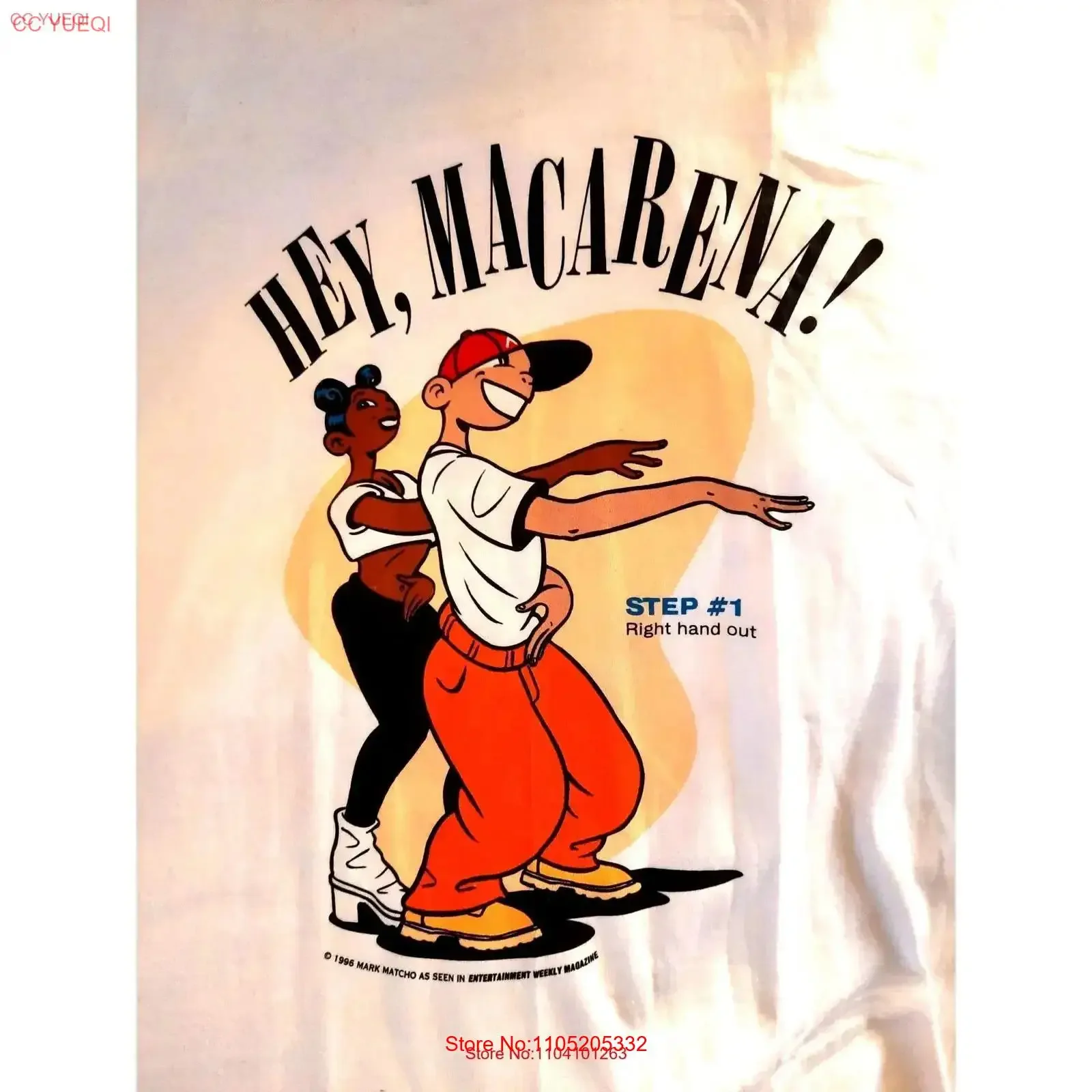 Vintage 1990s Hey Macarena Instruction T shirt Dead stock NWOT New vintage Washed Slightly Top For Everyday Wear Versatile