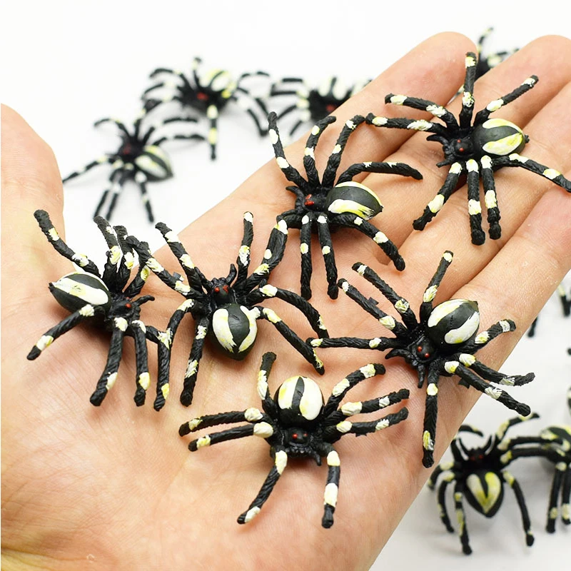 5pc Horror Spoof Scary Simulation White Flower Spider Halloween Fools Day Trick Toy