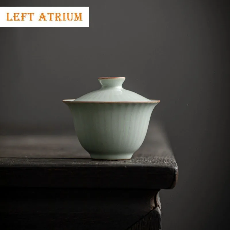 

100ml Tianqing Ru Kiln Ceramics Ercai Tea GaiWan Handmade Household Puer Kung Fu Tea Set Tea Ceremony Drinkware Accessories Gift