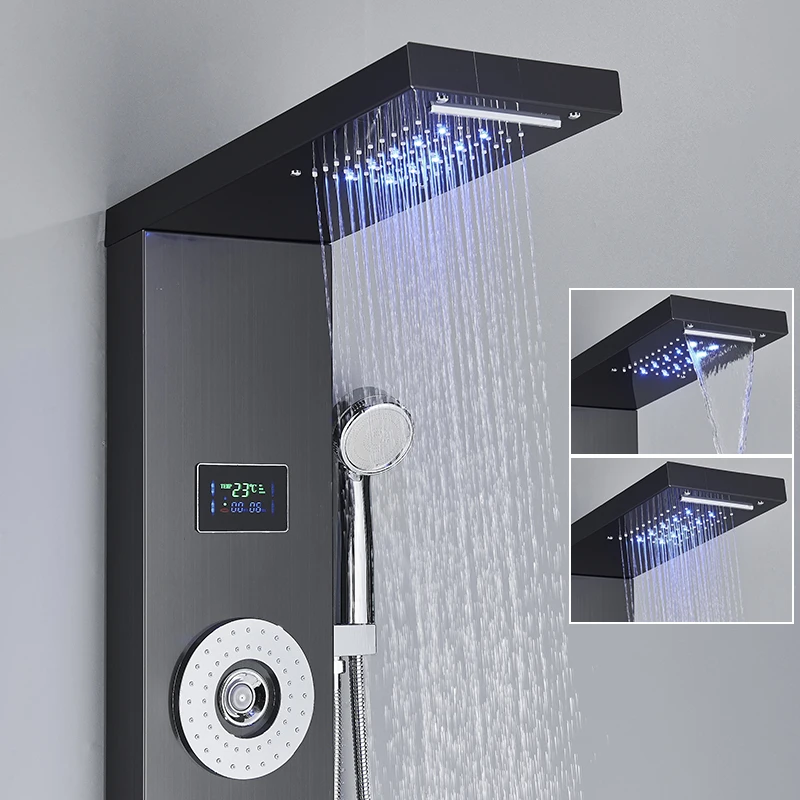 

Shower Faucet Bathtub Mixer Tap with Massage Body Spa Hand Shower Temperature Screen