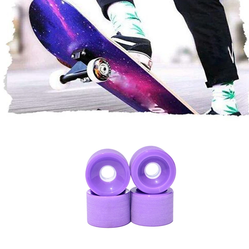 4Pcs 70x51mm Surf Skateboard Wheels Longboard Low Noise Wear-Resisting Road Field Skating with Tool and Gaskets,Purple