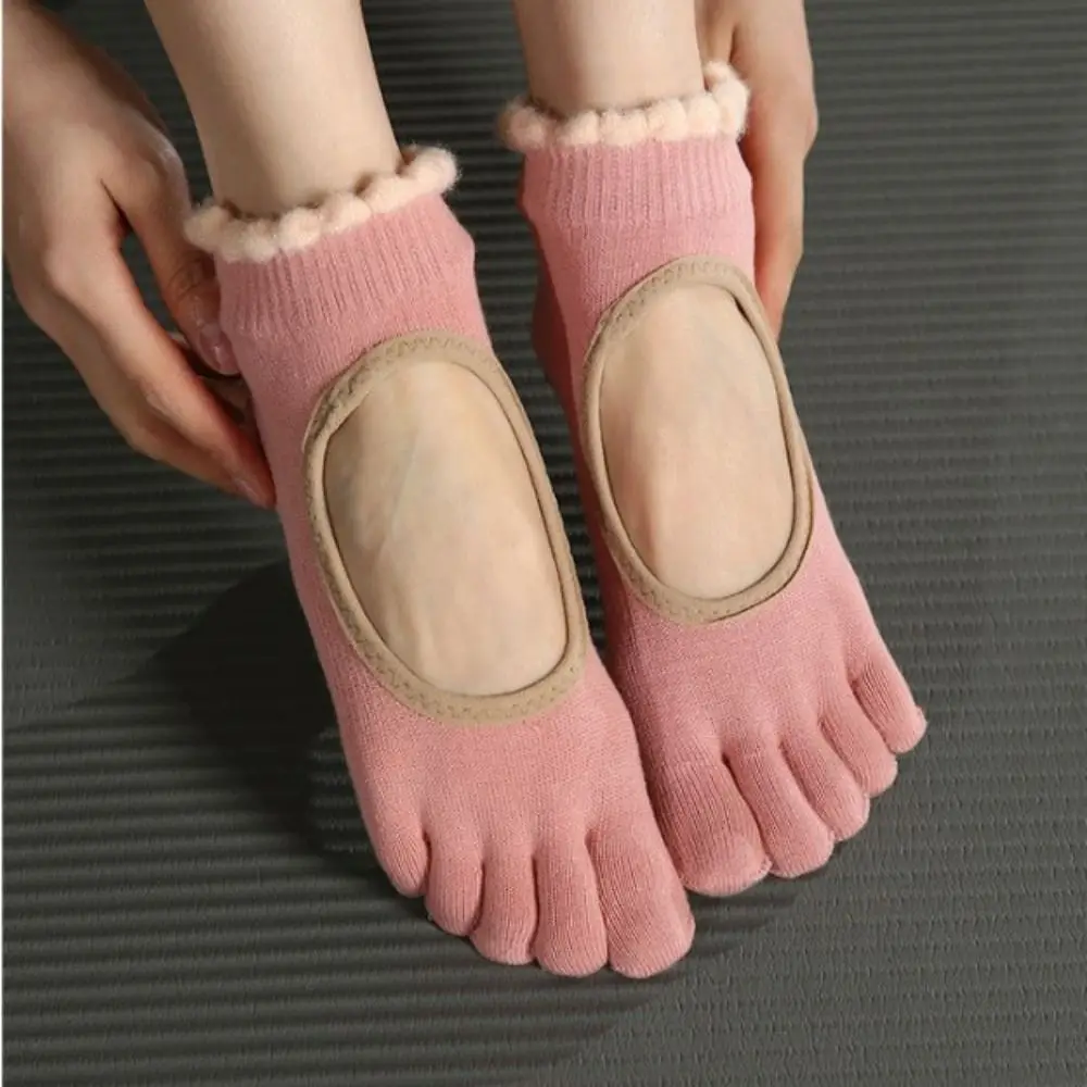 Convenient Cotton Women Yoga Socks Ruffle Hollowed-out Grips Pilates Socks Breathable Anti-slip Slipper Socks Fitness