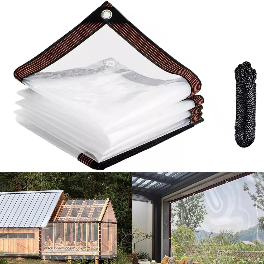 مشمع من الفينيل الشفاف المقاوم للعوامل الجوية مع خياطة مزدوجة وحواف معززة للحماية طويلة الأمد في الخارج