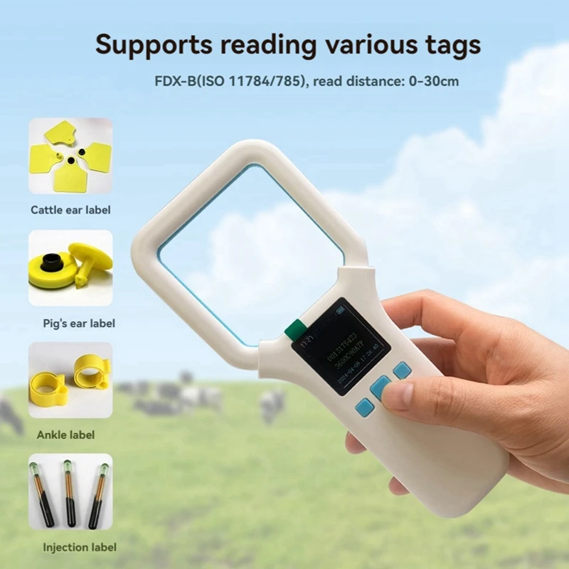 JAJA Tier-RFID-Lesegerät 134,2 kHz/125 kHz Haustier-ID-Scanner Tier-Tag-Lesegerät Bluetooth-Handheld-Mini-Scanner für Hund, Katze, Pferd